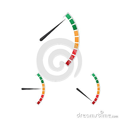 Set of colorful fuel meter, tachometer, speedometer icon Vector Illustration