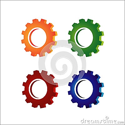 set of colorful gear and cogs logo design vector illustration Vector Illustration