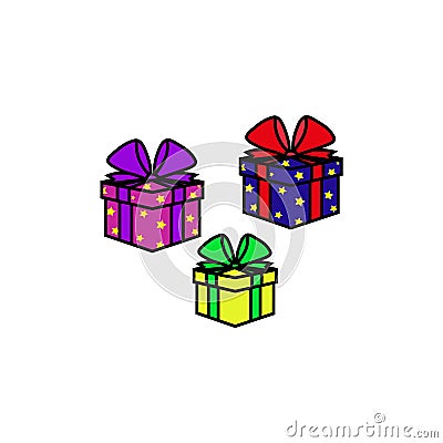 Set of colorful gift boxes. Vector illustration isolated on whita background Vector Illustration