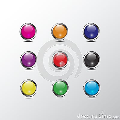Set of colorful glass buttons, vector illustration Vector Illustration