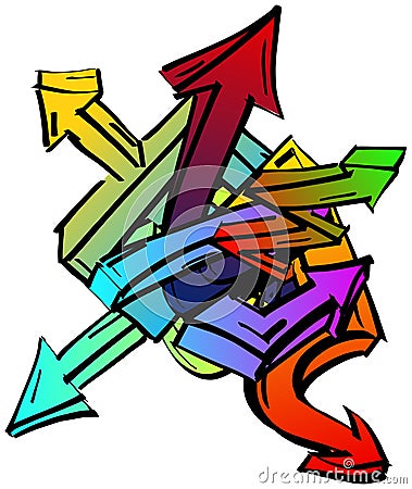 Set of colorful graffiti arrows Stock Photo