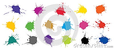 Set of colorful grunge blots, splats. Paint splash. Vector illustration Vector Illustration