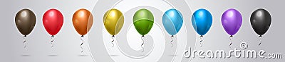 Set Of Colorful Helium Balloon On Grey Background Horizontal Banner Vector Illustration