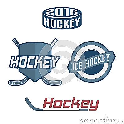 Set of colorful Hockey Team Labels Vector Illustration