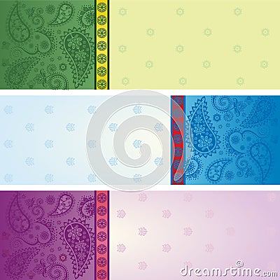 Set of colorful horizontal saree banners Vector Illustration