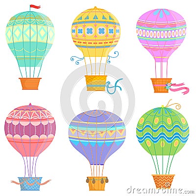Set of colorful hot air balloon Vector Illustration
