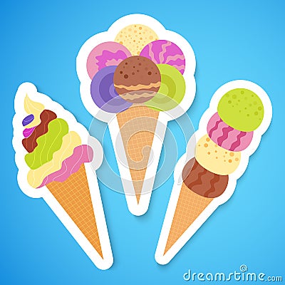 Set colorful ice cream icon Vector Illustration