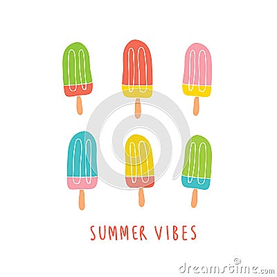 Set of colorful ice creams isolated Vector Illustration