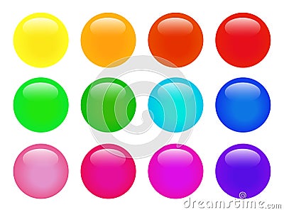 Set of colorful isolated glossy vector web buttons. Beautiful internet buttons on white background. Vector Illustration