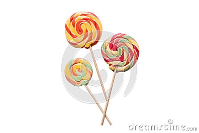 Set of colorful lollipops on colored background. Summer concept. Party Happy Birthday or Minimalist Concept Stock Photo