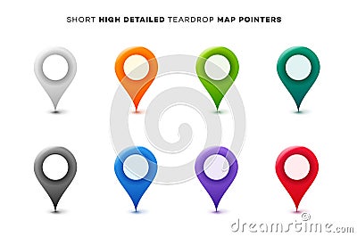 Set of Colorful Map Markers. Collection of Modern High Detailed Pointers. Vector Design Elements Vector Illustration