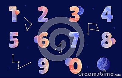 Set of colorful numbers vector Vector Illustration