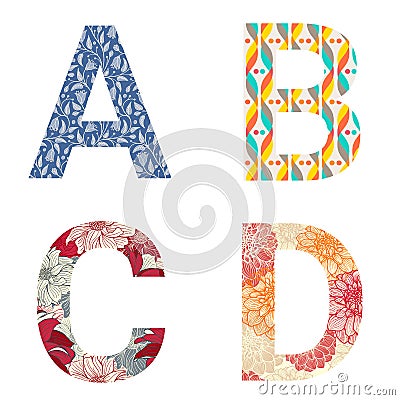 Set Of Colorful Patterned Letters Stock Vector - Image: 62000247