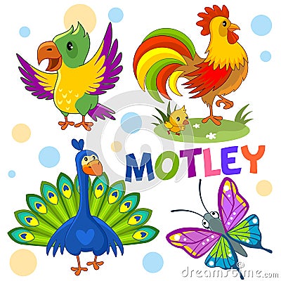 Wild animals are motley color. Vector Illustration