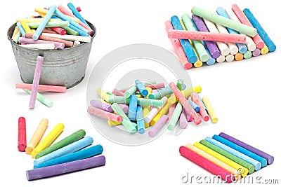 Set of colorful pieces of chalk on white Stock Photo