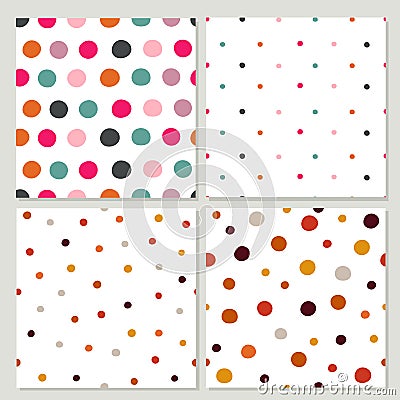 Set of colorful polka dot pattern. Vector Vector Illustration