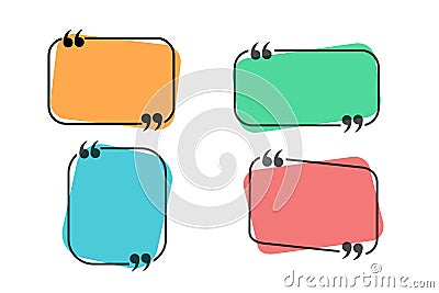 colorful quote box ,shaped banners, price tags, stickers, posters, badges. Isolated on white background Vector Illustration