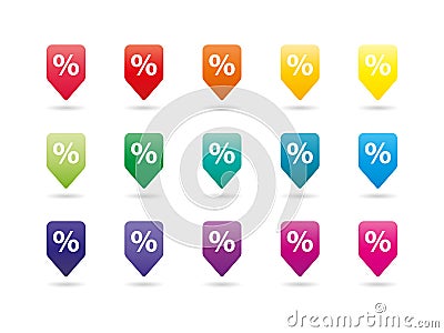 Set of colorful rainbow spectrum new pins vector graphic illustration template isolated on white background Vector Illustration