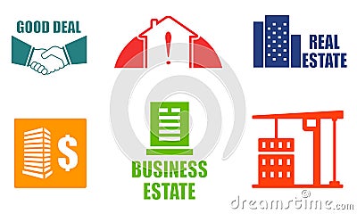 Set colorful real estate icons Vector Illustration