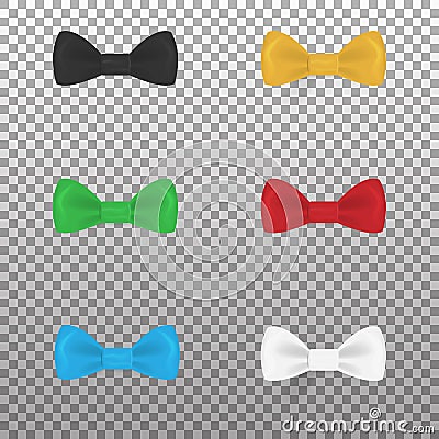 Set of colorful realistic bow ties Vector Illustration