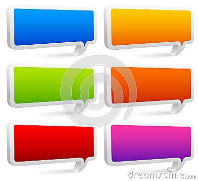 Set of colorful rectangular speech bubbles with empty space Vector Illustration