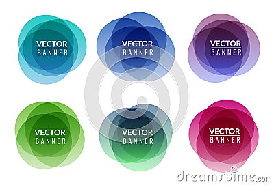 Set of colorful round abstract banners overlay shape. Graphic banners design. Label graphic fun tag concept Vector Illustration