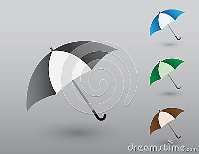 A set of colorful simple umbrellas to protect from rainy weather vector illustration Vector Illustration