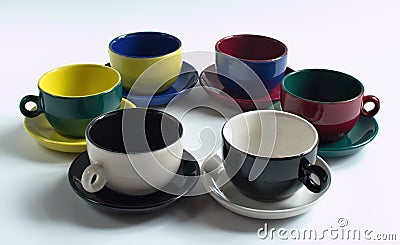 Set of colorful small cups Stock Photo