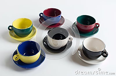 Set of colorful small cups Stock Photo