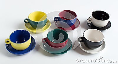 Set of colorful small cups Stock Photo