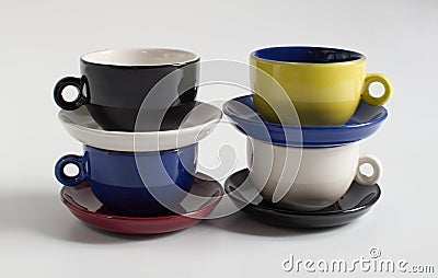 Set of colorful small cups Stock Photo