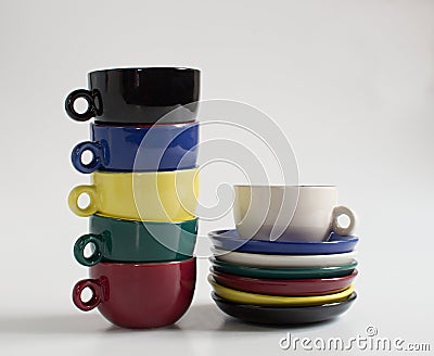 Set of colorful small cups Stock Photo