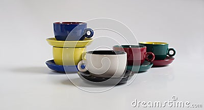 Set of colorful small cups Stock Photo