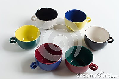 Set of colorful small cups Stock Photo