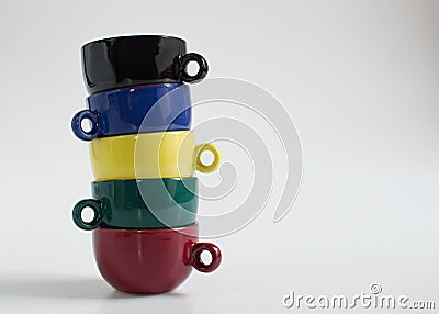 Set of colorful small cups Stock Photo