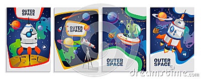 Set of colorful space cards Vector Illustration