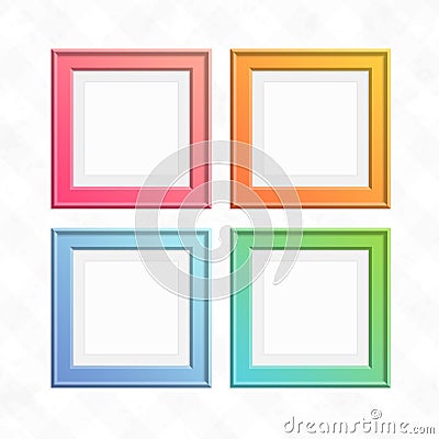 Set of colorful square frames. Vector Illustration