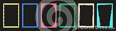 set of colorful squiggle story frames, featuring zigzag wavy edges, retro scallop frames, and psychedelic rectangles. Vector Illustration