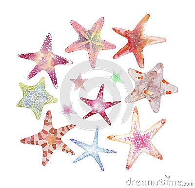 Set of colorful starfishes Stock Photo