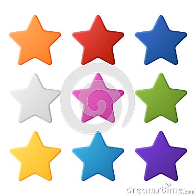 Set of Colorful Stars Vector Illustration