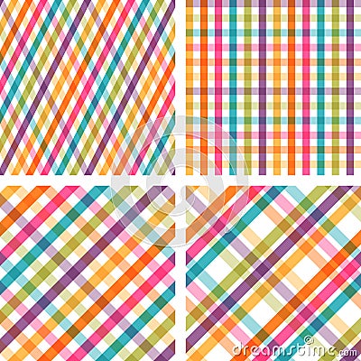 Set of colorful striped seamless patterns Vector Illustration