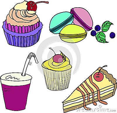 Set of colorful sweets on a white background Vector Illustration