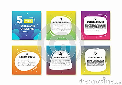 Set of 6 colorful template banners with sample text. Square and rectangle templates with copy space for social media post, Vector Illustration