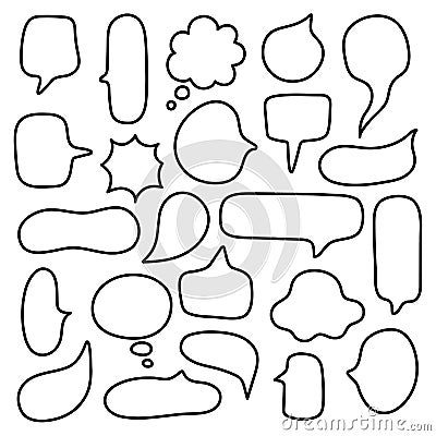 Set colorful vector of hand drawn speech bubble Vector Illustration