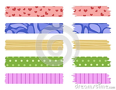 Set of colorful washi tapes with different patterns Stock Photo