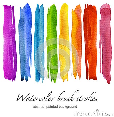 Set of colorful watercolor brush strokes. Isolated. Stock Photo