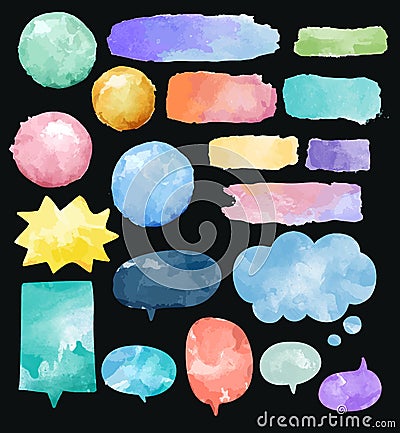 Set of colorful watercolor speech bubbles vector Vector Illustration