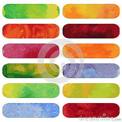 Set of colorful watercolour banners. Vector Illustration