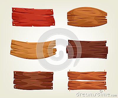 Set of colorful wooden boards. Vector illustration of old timber templates. Vector Illustration