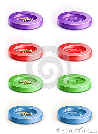 Set of coloured button Vector Illustration